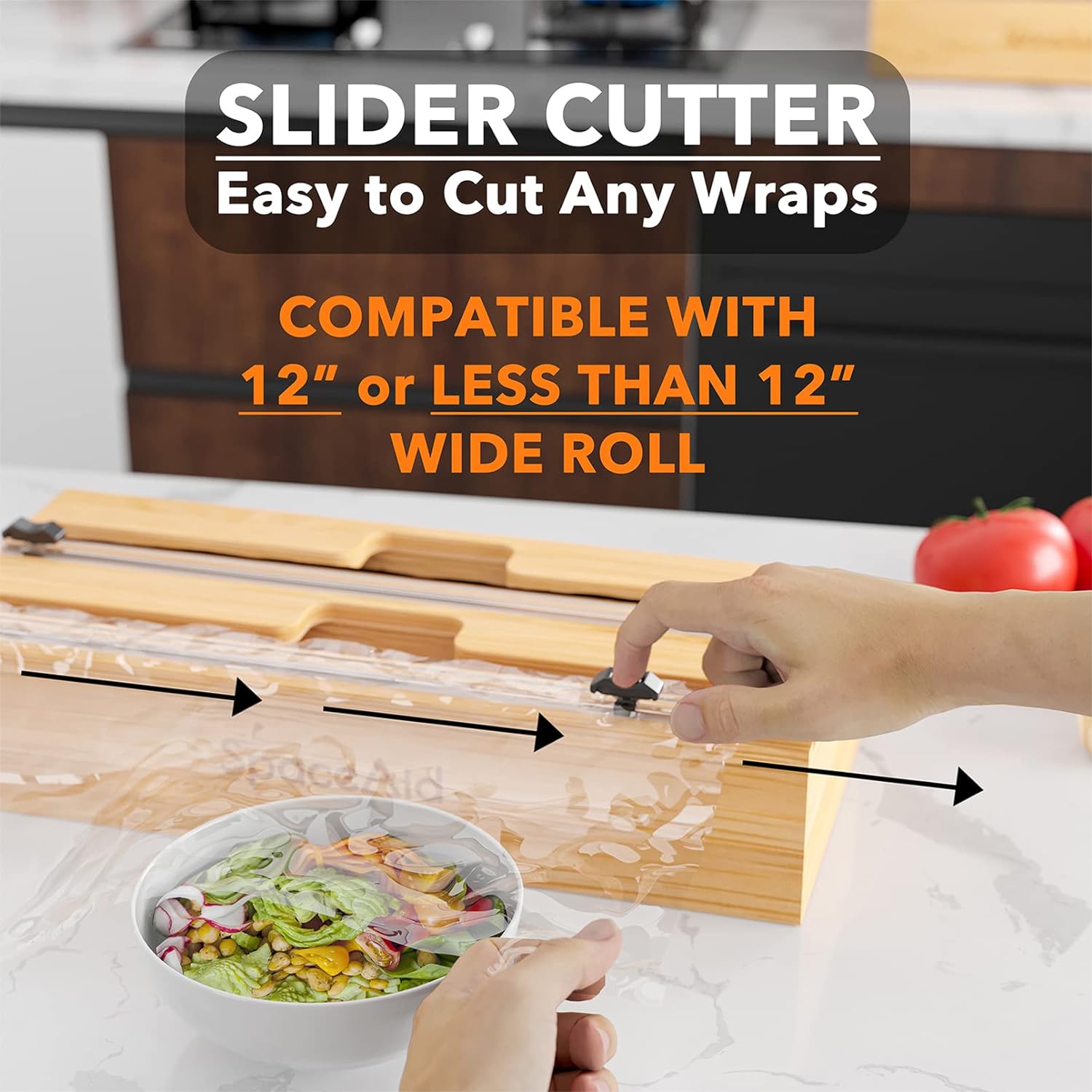 Wrap Organizer with Cutter and Labels, Plastic Wrap, Aluminum Foil and Wax Bamboo Dispenser, Storage Organization Holder -2 in 1 (12 Wrap Organizer with Cutter and Labels, Plastic Wrap, Aluminum Foil and Wax Bamboo Dispenser, Storage Organization Holder -2 in 1 (12